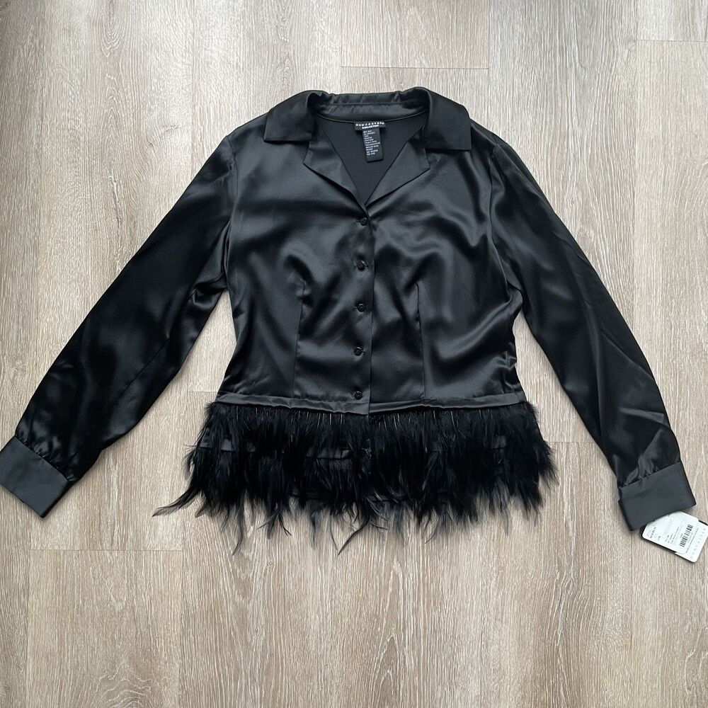Vintage Doncaster Silk & Feather Long Sleeve Blouse (NWT)
